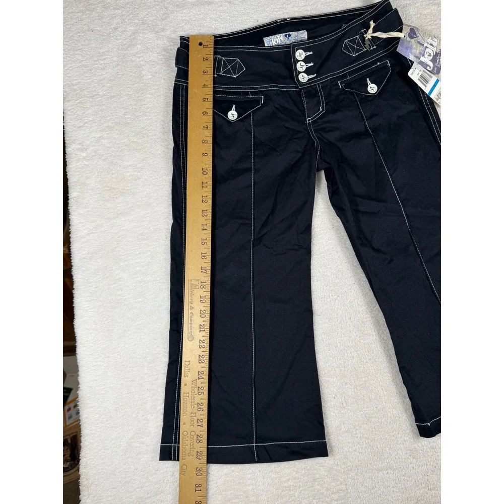 Jolt Capri Pants Women 9 Black NEW Contrast Stitch‎ Y2K Mall Goth Cropped gaucho